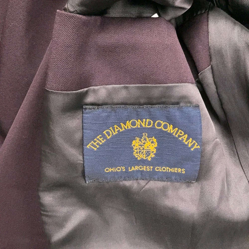 Diamond Company Blazer Mens 42R Eggplant Double Breasted Corporate Executive VTG